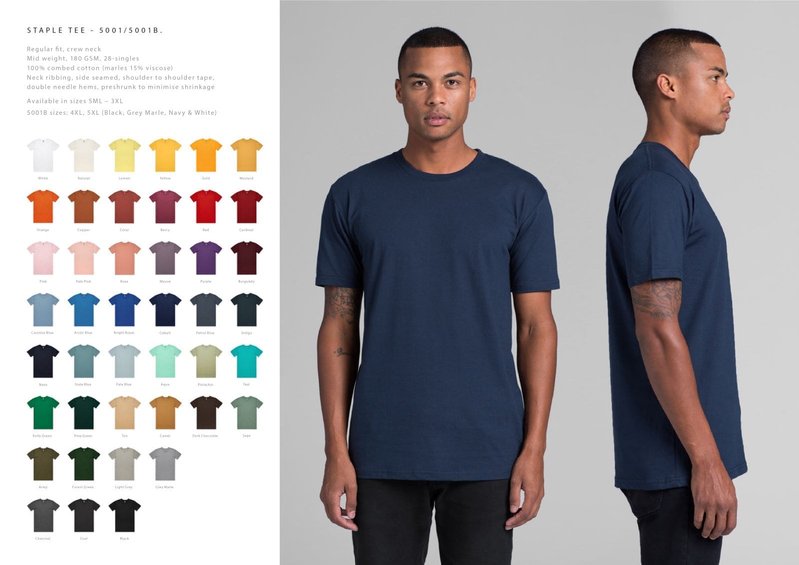 AS Colour 5001 Mens Staple Tee From Tradey’s Browns Plains in QLD